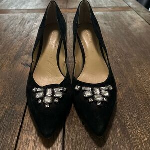 Ann Taylor Black Heels with Jewels (Size 9)